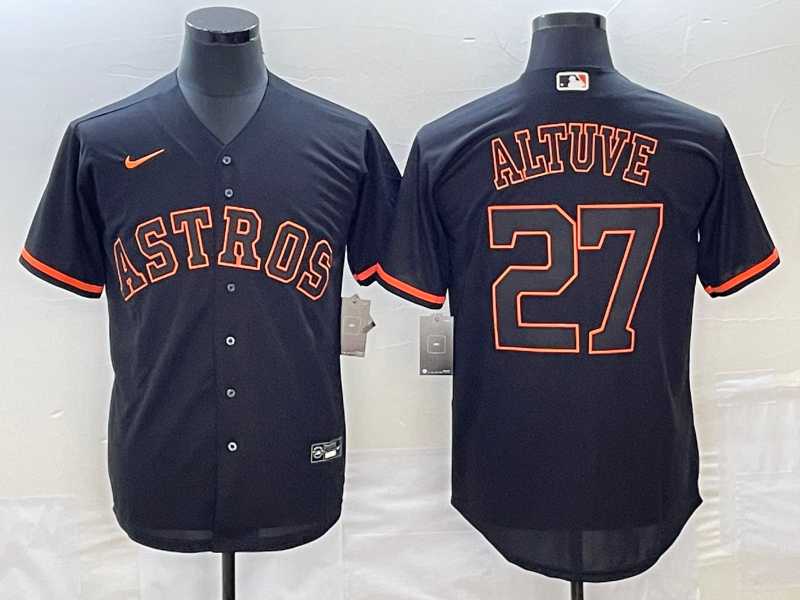 Men%27s Houston Astros #27 Jose Altuve Lights Out Black Fashion Stitched MLB Cool Base Nike Jersey